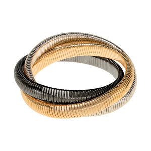 Triple Cobra Bracelet in Gold, Rhodium and Gun Metal-Janis Savitt-Swag Designer Jewelry