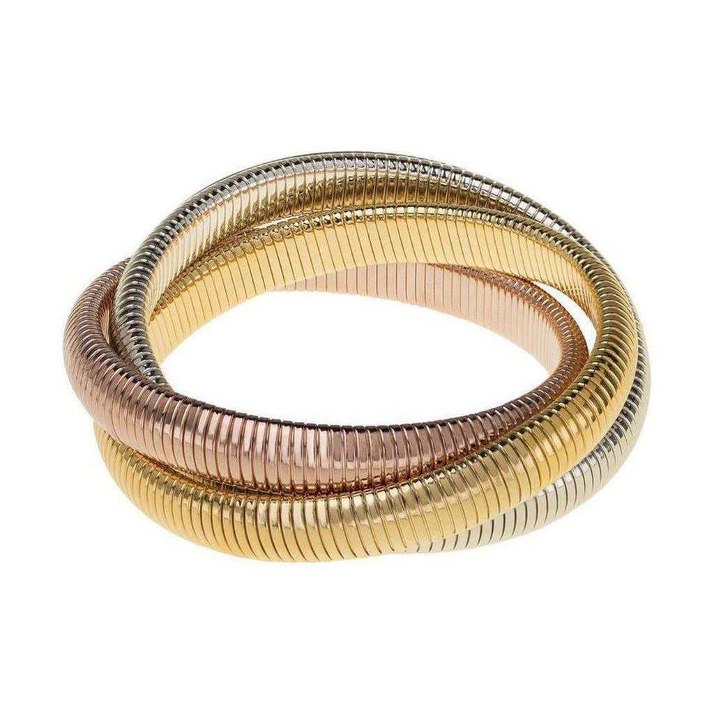 Janis Savitt | Triple Cobra Bracelet in Gold, Rhodium and Rose