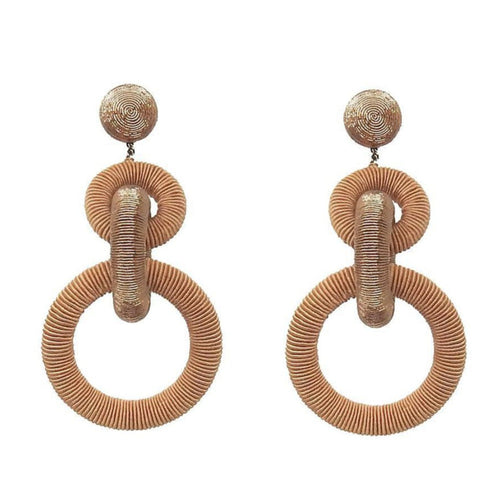 Triple Tiered Blush Silk Hoop Earrings-Suzanna Dai-Swag Designer Jewelry