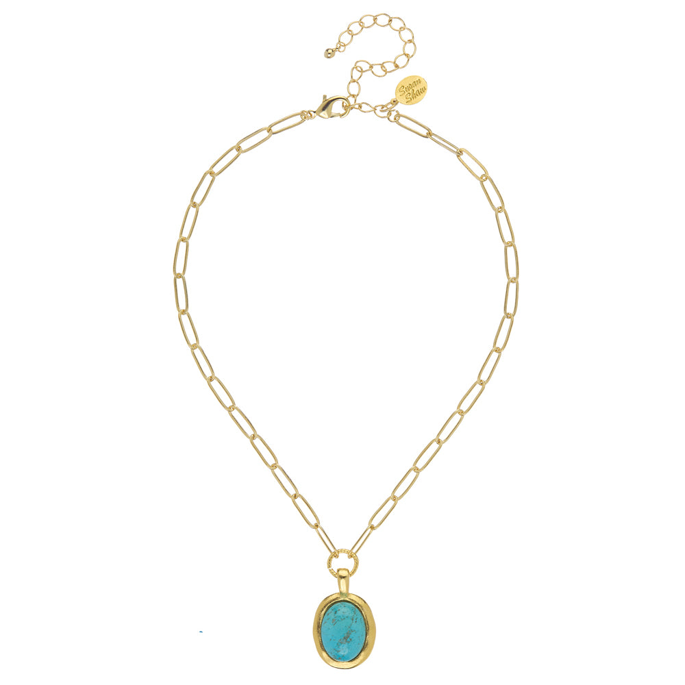 Turquoise Cabochon Necklace-Susan Shaw-Swag Designer Jewelry
