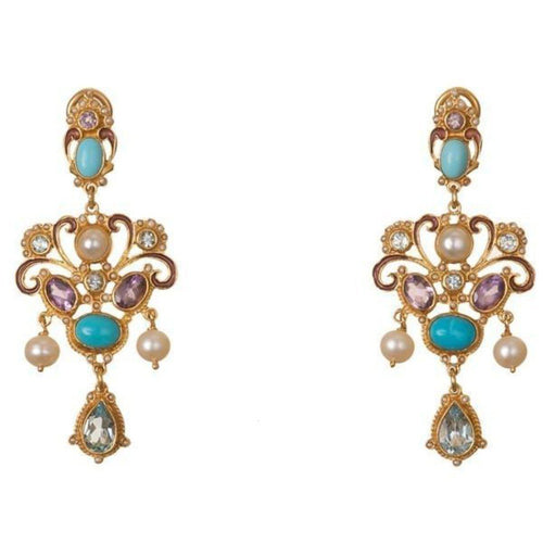 Turquoise and Amethyst Earrings-Percossi Papi-Swag Designer Jewelry