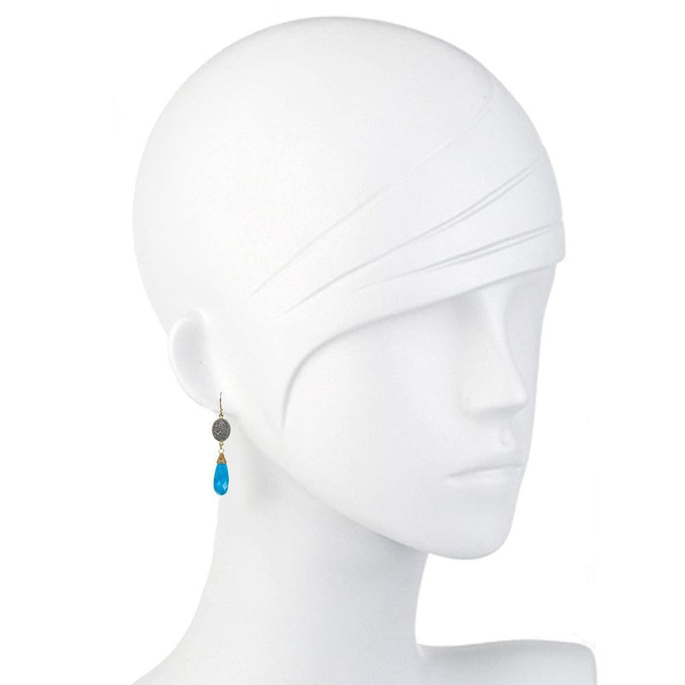 Turquoise and Hematite Dangle Earrings-Theia Jewelry-Swag Designer Jewelry
