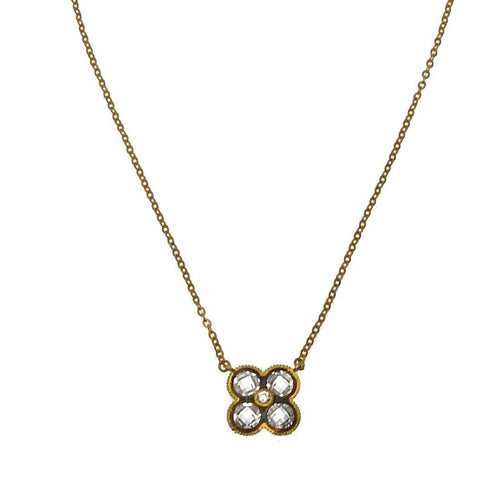 Two Tone Crystal Flower Pendant-Swag Designer Jewelry-Swag Designer Jewelry
