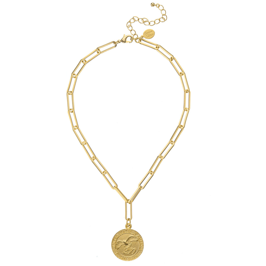 USA 250 Pendant on Paperclip Chain-Susan Shaw-Swag Designer Jewelry