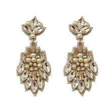 Vietri Crystal and Pearl Drop Earrings-Suzanna Dai-Swag Designer Jewelry