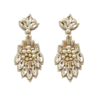 Vietri Crystal and Pearl Drop Earrings-Suzanna Dai-Swag Designer Jewelry