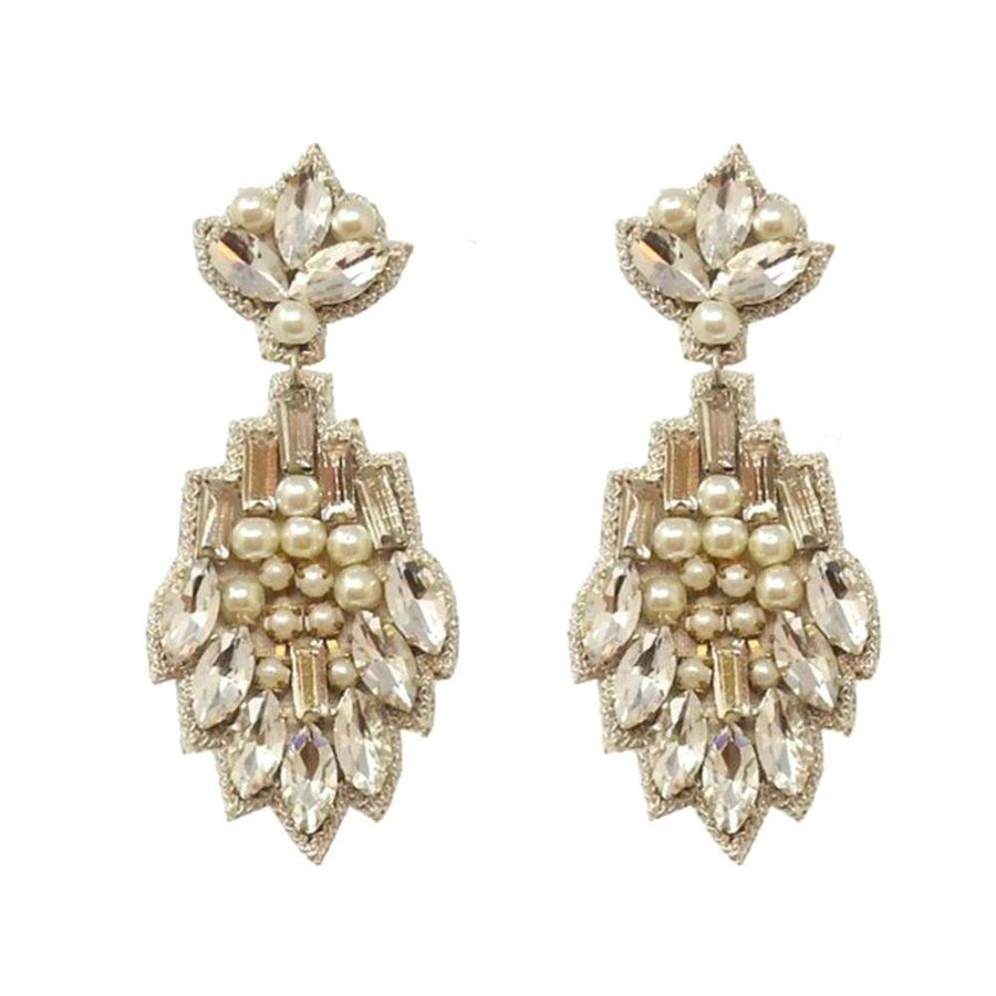 Vietri Crystal and Pearl Drop Earrings-Suzanna Dai-Swag Designer Jewelry
