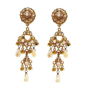 White Crystal Drop Clip Earrings-Jose Maria Barrera-Swag Designer Jewelry
