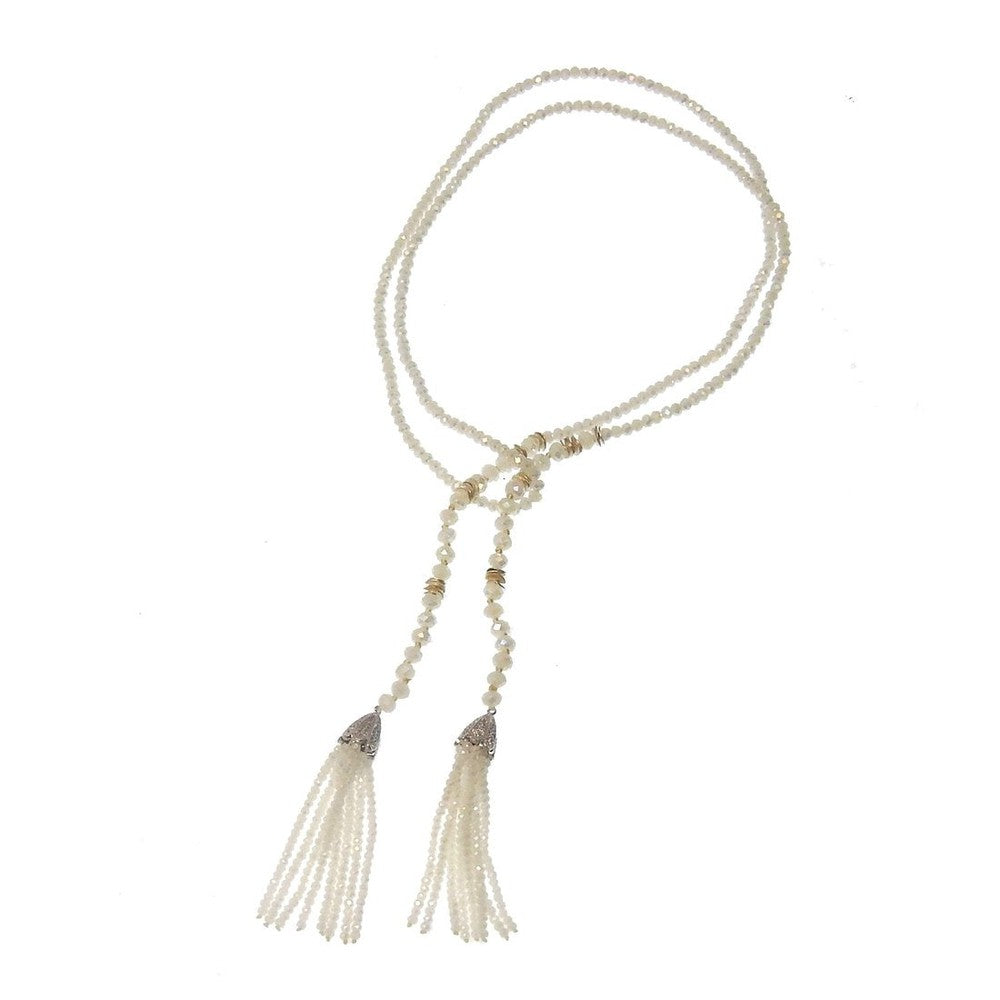 White Tassel Necklace-In 2 Design-Swag Designer Jewelry