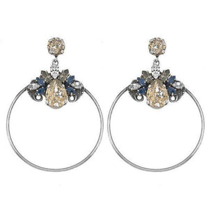 Whoopi Crystal Cluster Hoop Earrings-Anton Heunis-Swag Designer Jewelry