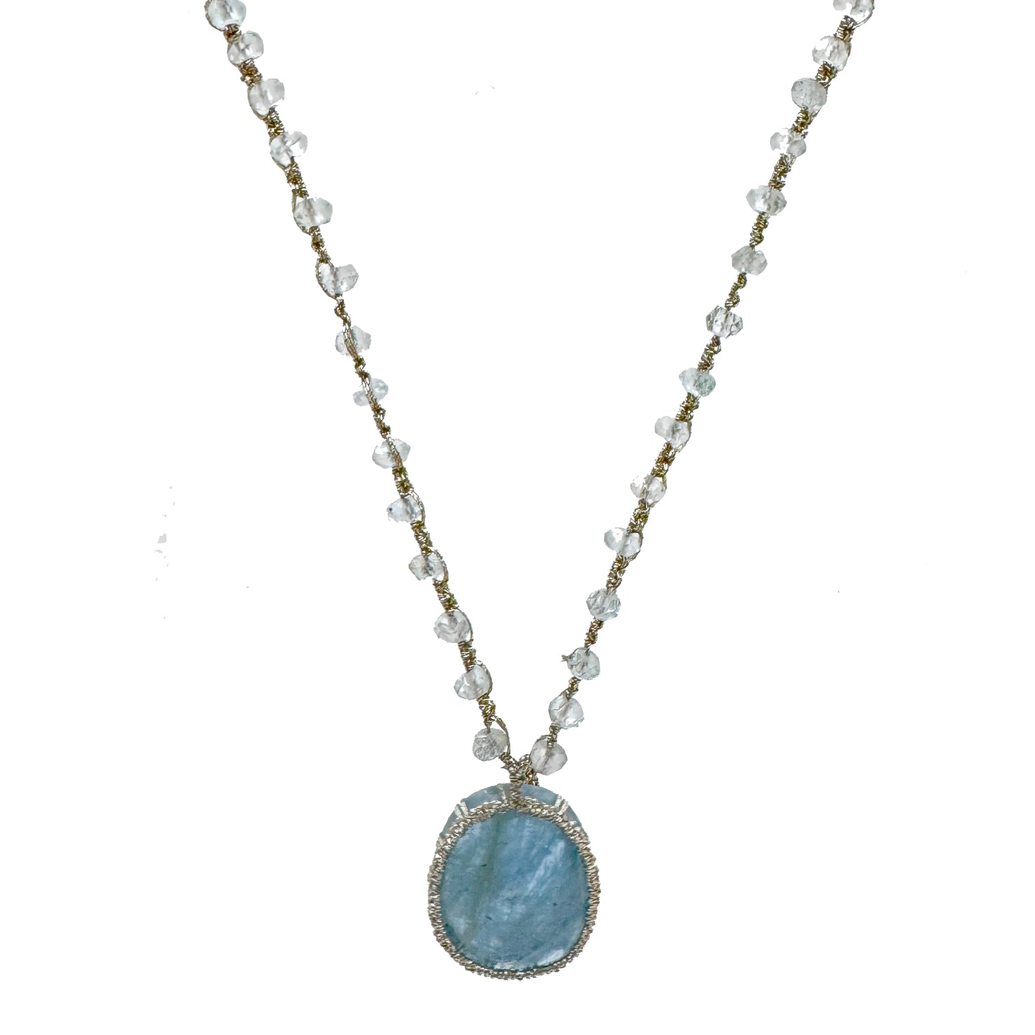 Woven Blue Celadon Necklace-Danielle Welmond-Swag Designer Jewelry