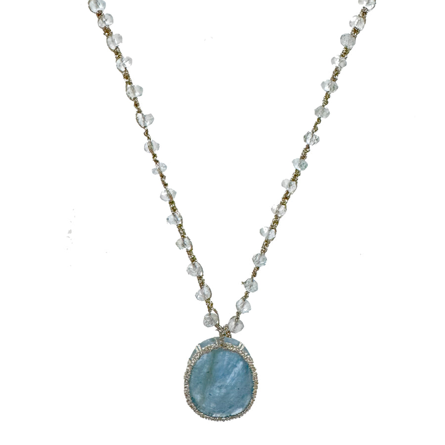 Woven Blue Celadon Necklace-Danielle Welmond-Swag Designer Jewelry