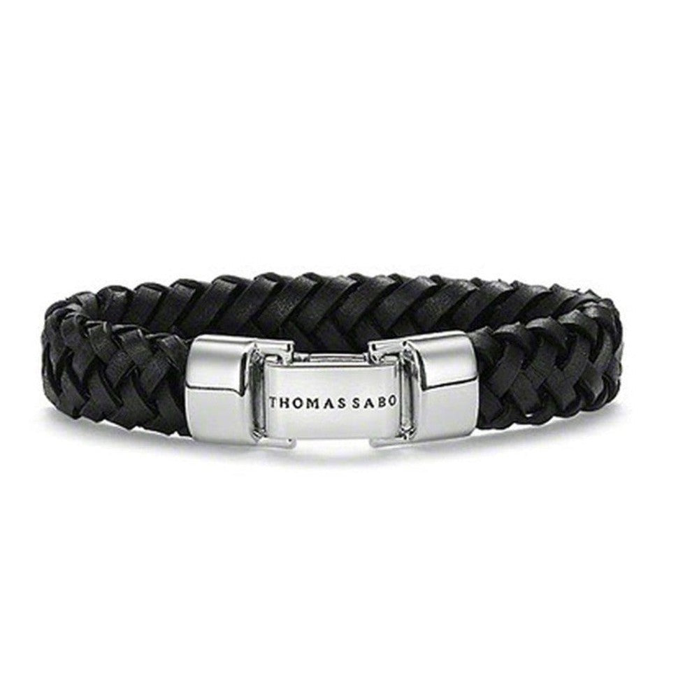 Woven Leather and Silver Bracelet-Thomas Sabo-Swag Designer Jewelry