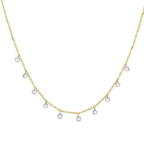 Yellow Gold Necklace with 10 Floating Diamonds-Meira T-Swag Designer Jewelry