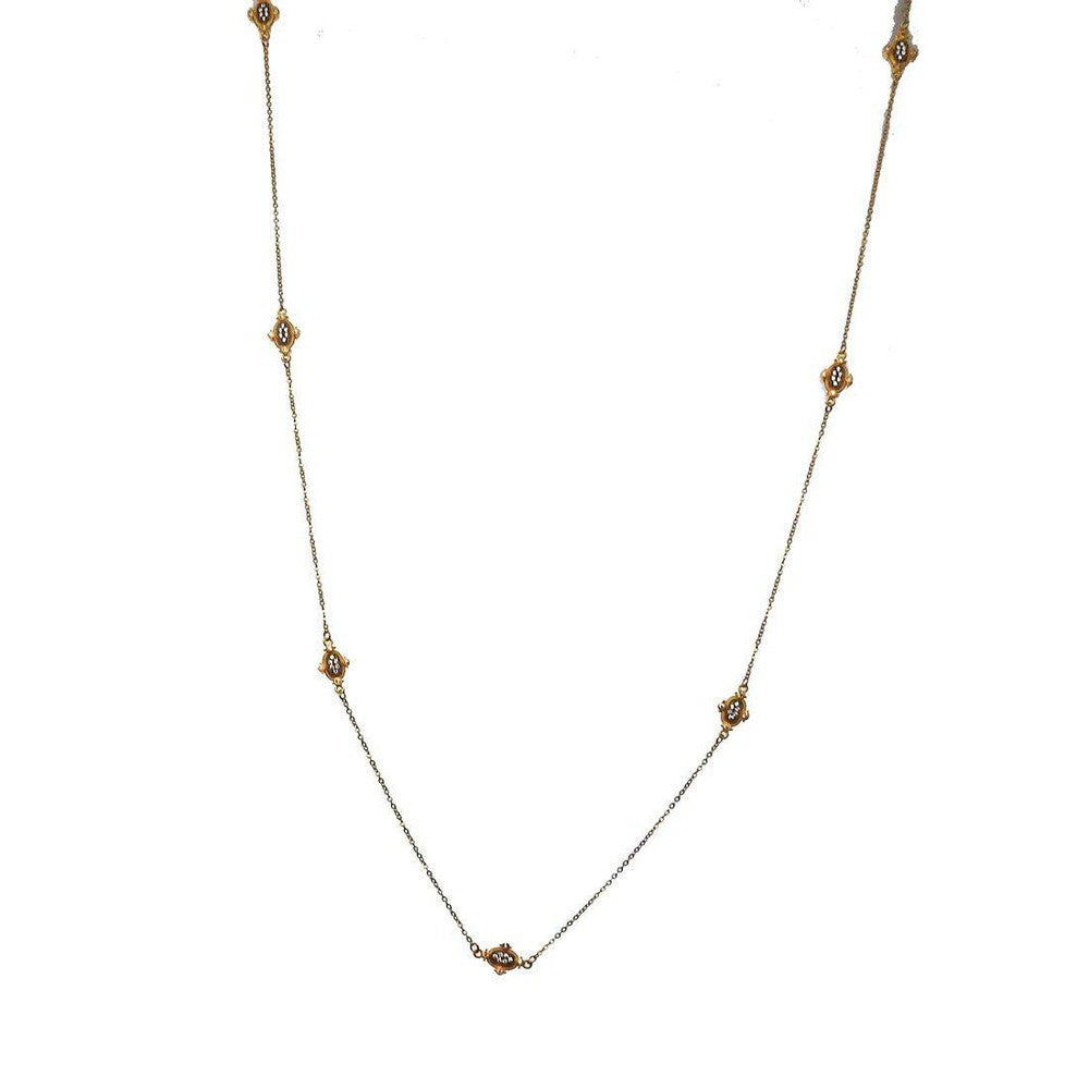 Yellow Gold Station Necklace-Bijou Amani-Swag Designer Jewelry