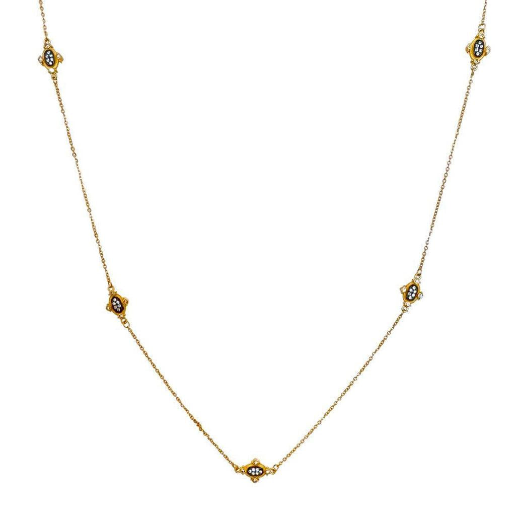 Yellow Gold Station Necklace-Bijou Amani-Swag Designer Jewelry