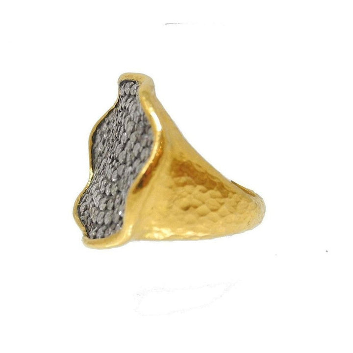 Ara 24k Gold Ice Diamond Wave Ring Size 6.5-Ara 24k Gold-Swag Designer Jewelry