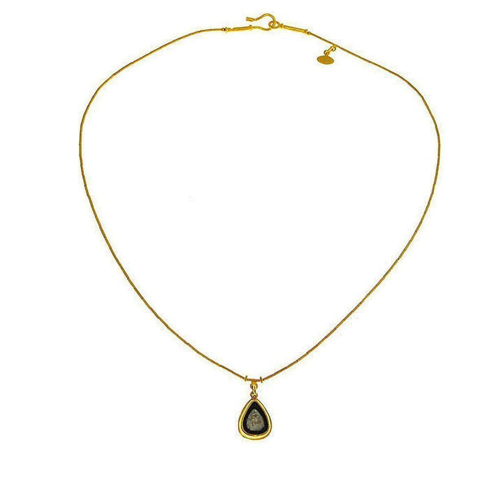 Ara 24k Gold Single Strand Necklace with Diamond-Ara 24k Gold-Swag Designer Jewelry