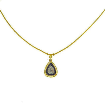 Ara 24k Gold Single Strand Necklace with Diamond pendant
