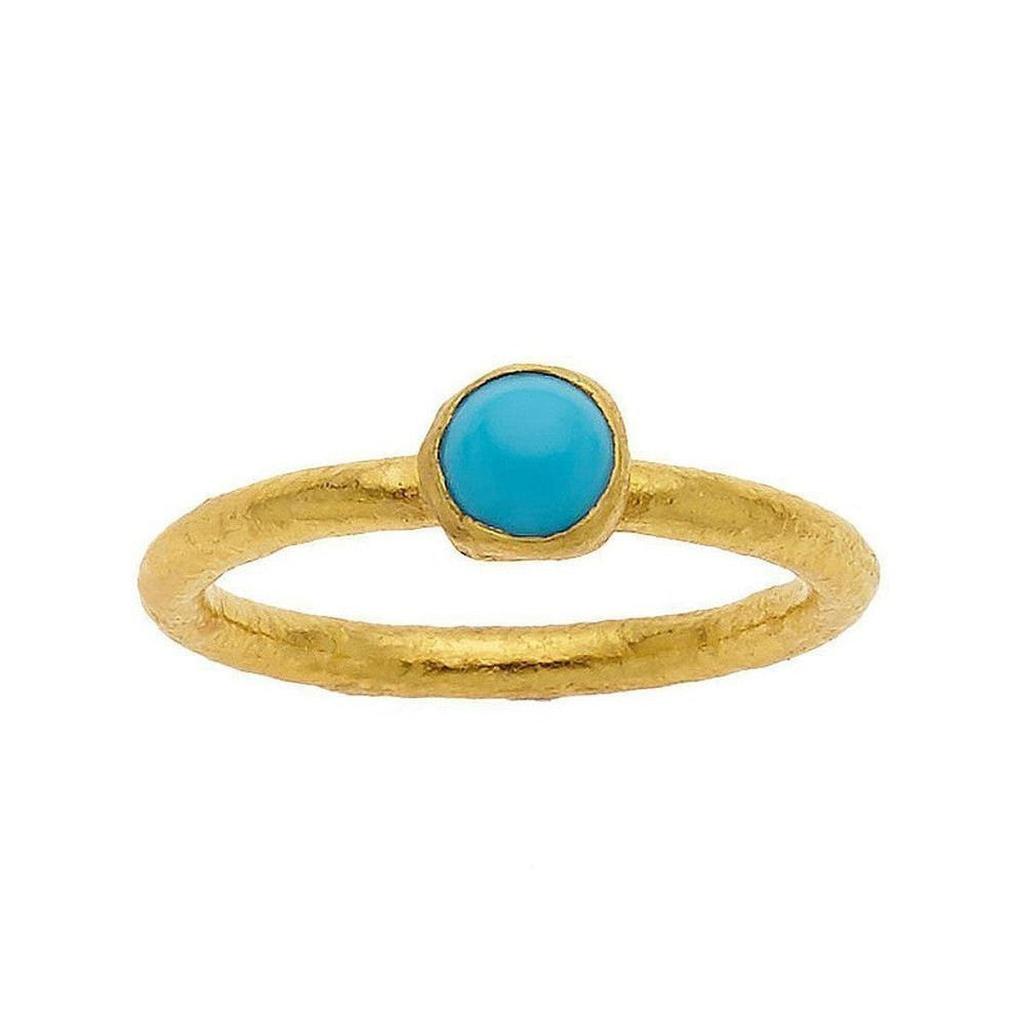 Ara 24k Gold Turquoise Stackable Ring: 24k gold band with vibrant turquoise gemstone.
