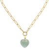 Audrey Heart Necklace, gold chain and jade heart pendant.
