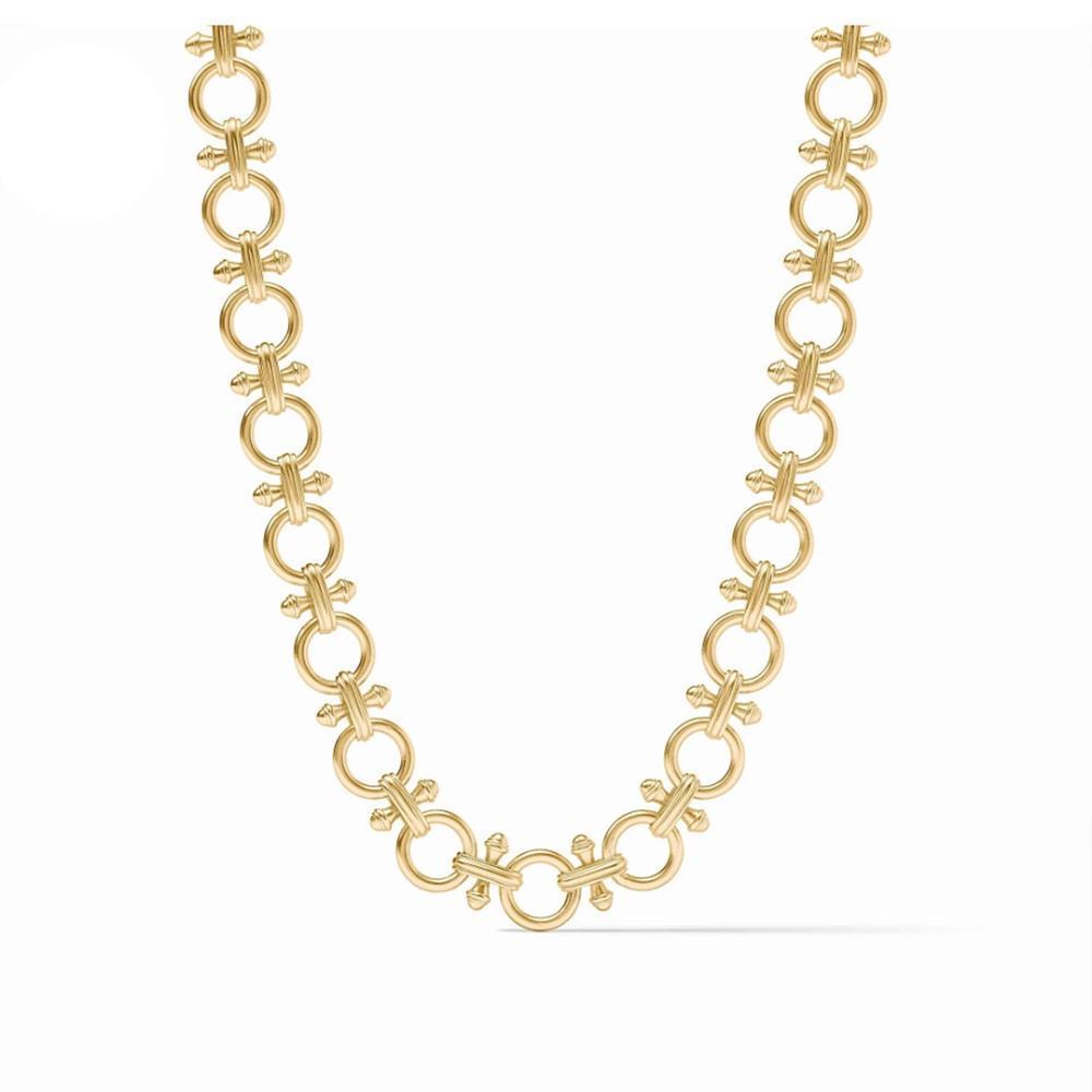 Gold Bamboo Link necklace featuring an intricate chain design.
