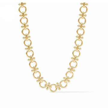 Gold Bamboo Link necklace featuring an intricate chain design.
