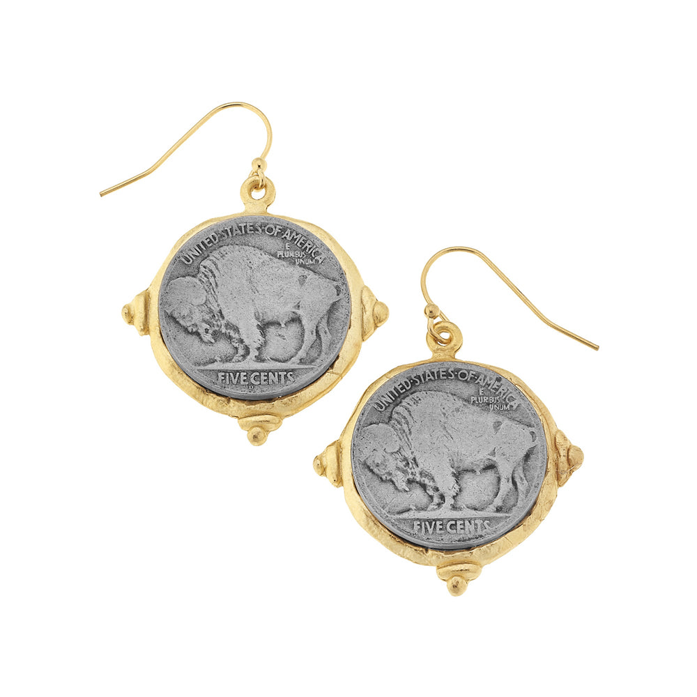 Buffalo Nickel Dangle Earrings-Susan Shaw-Swag Designer Jewelry