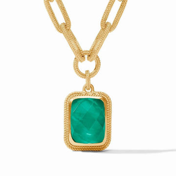 Cheval Paperclip Statement Necklace with emerald green gemstone
