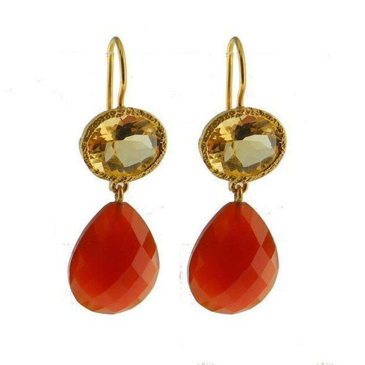 Citrine and Carnelian Earrings-Vasant-Swag Designer Jewelry