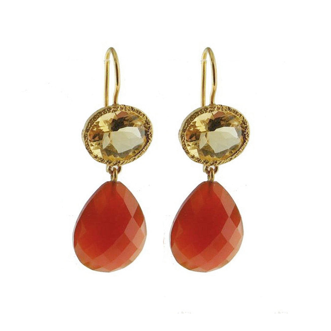 Citrine and Carnelian Earrings