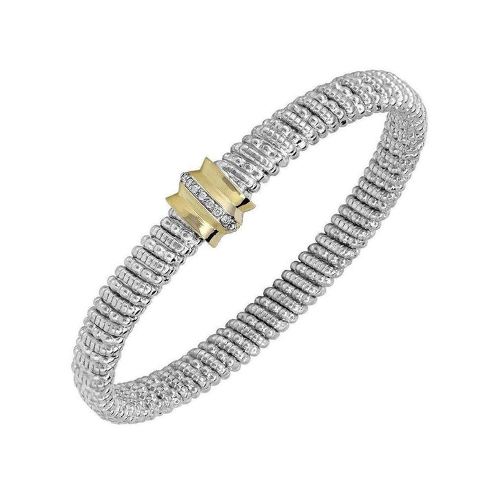 Classic Two-Tone Bracelet featuring sterling silver, 18k gold, and diamonds.
