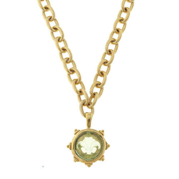 Gold chain necklace with Venetian glass Fleur De Lis pendant
