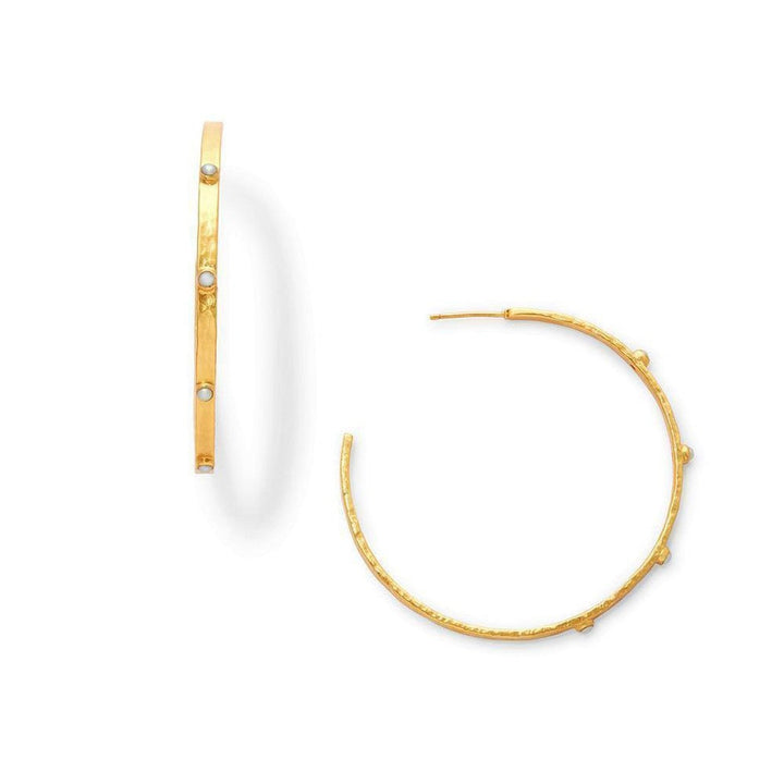 Crescent Stone Hoop Earrings-Julie Vos-Swag Designer Jewelry