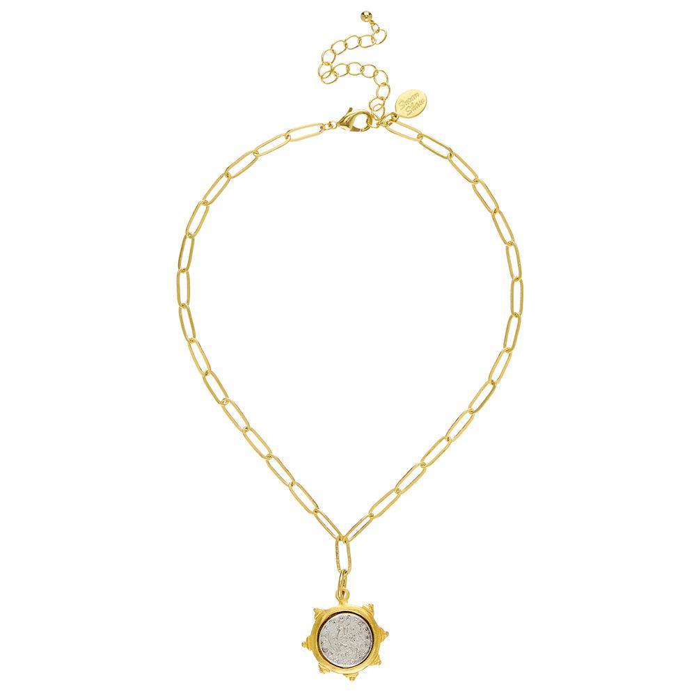 Dove Coin Paperclip Necklace-Susan Shaw-Swag Designer Jewelry