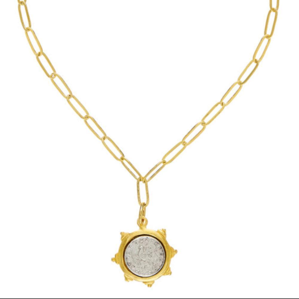 Dove Coin Paperclip Necklace-Susan Shaw-Swag Designer Jewelry