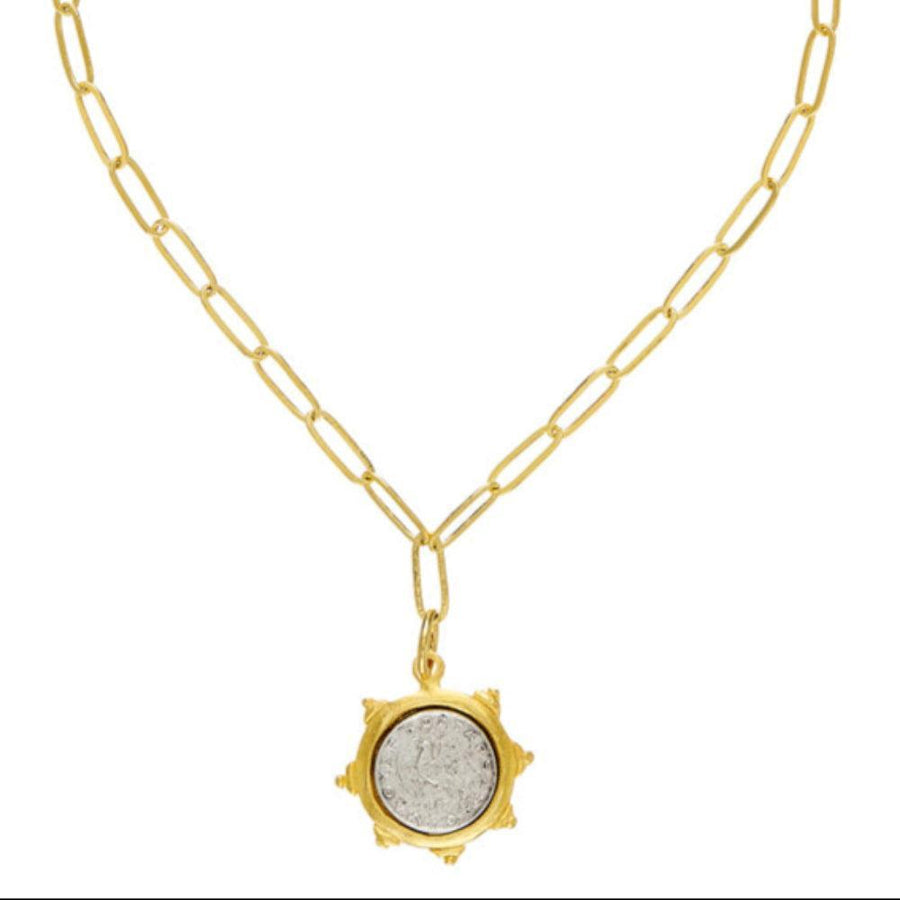 Dove Coin Paperclip Necklace-Susan Shaw-Swag Designer Jewelry