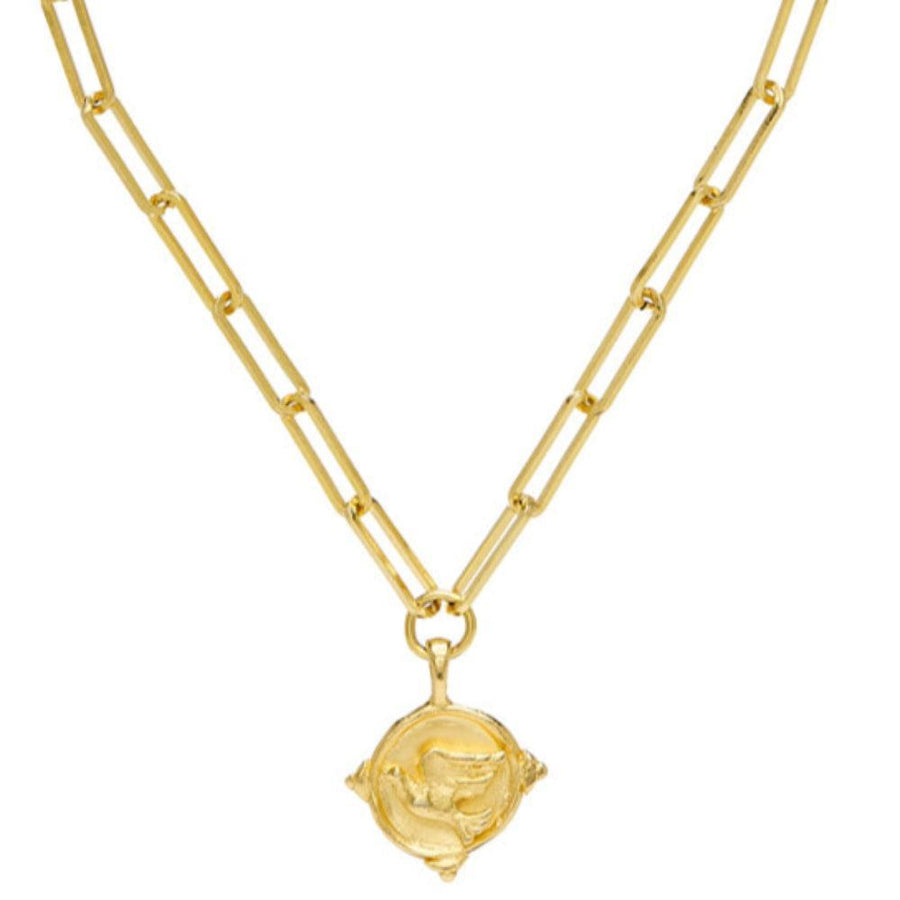 Dove Intaglio Paperclip Necklace-Susan Shaw-Swag Designer Jewelry