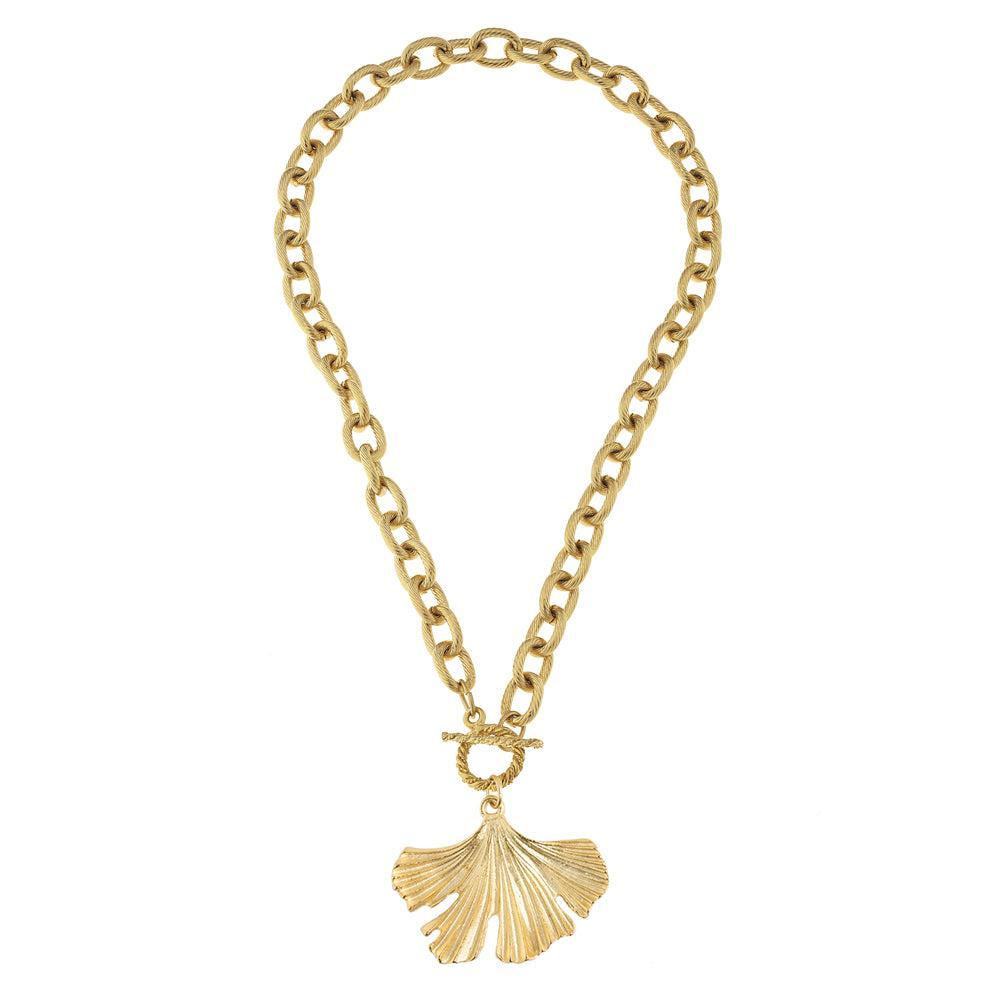 Ginkgo Leaf Toggle Necklace-Susan Shaw-Swag Designer Jewelry