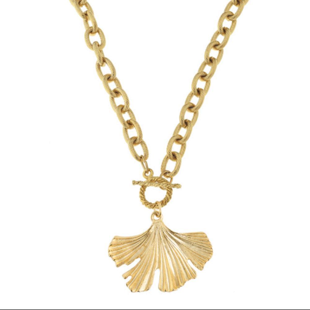 Ginkgo Leaf Toggle Necklace-Susan Shaw-Swag Designer Jewelry