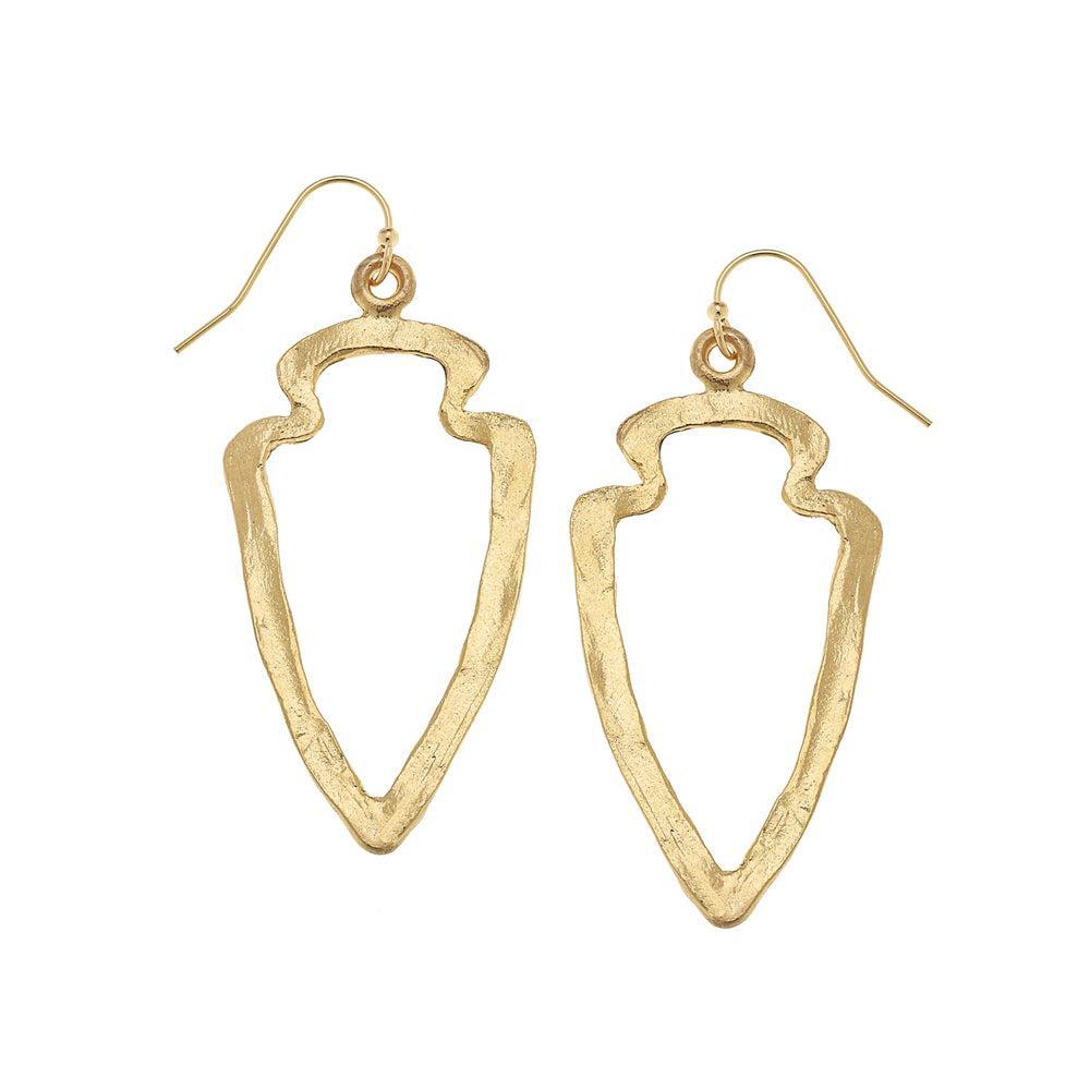 Gold Cut Out Arrow Head Earrings-Susan Shaw-Swag Designer Jewelry