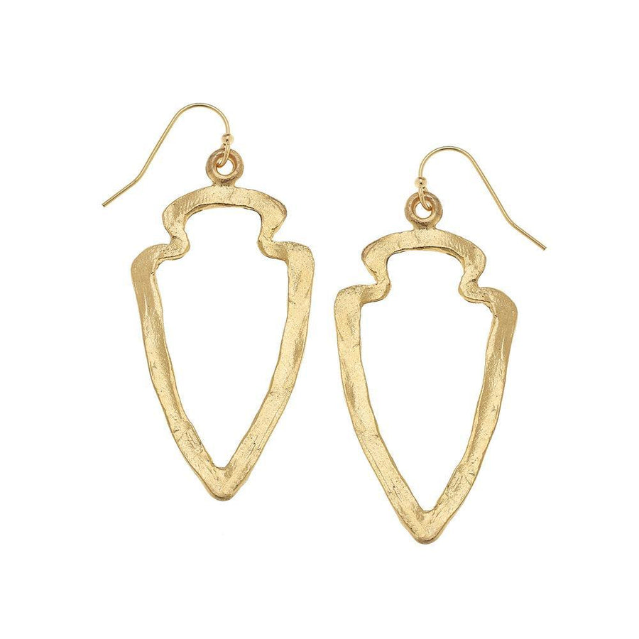 Gold Cut Out Arrow Head Earrings-Susan Shaw-Swag Designer Jewelry