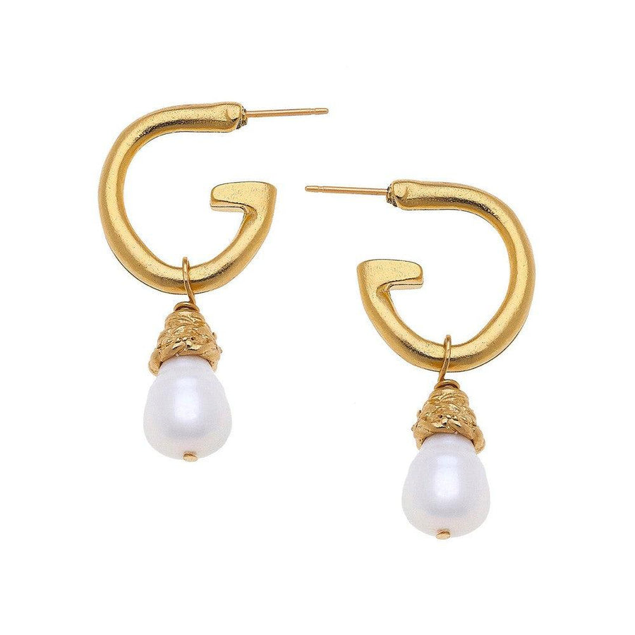 Gold Hoop with Pearl-Susan Shaw-Swag Designer Jewelry