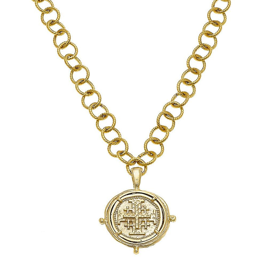 Gold Jerusalum Cross Intaglio Necklace-Susan Shaw-Swag Designer Jewelry