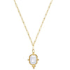 Grace Gold Paperclip Necklace with White Rectangular Gemstone Pendant
