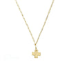 Gold hammered cross pendant necklace with paperclip chain
