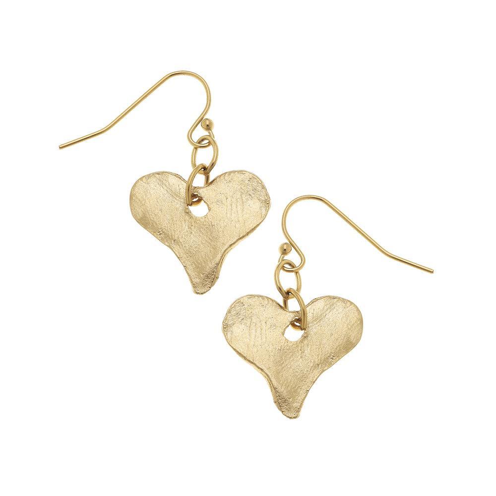 Hammered Heart Dangle Earrings-Susan Shaw-Swag Designer Jewelry