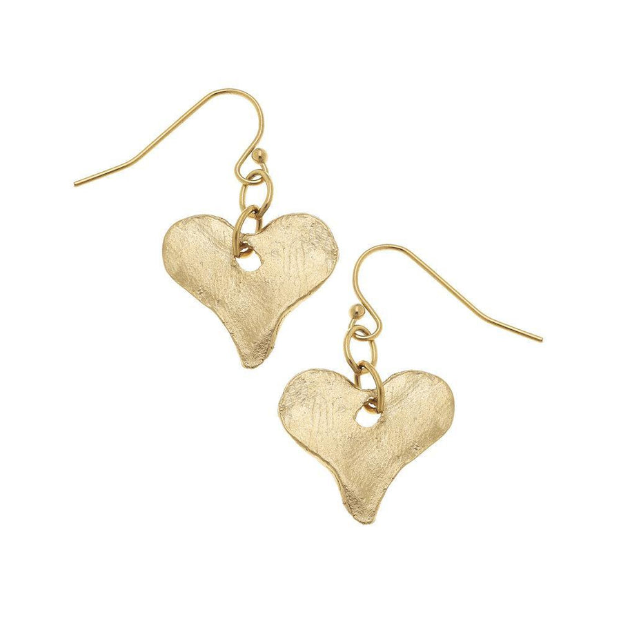 Hammered Heart Dangle Earrings-Susan Shaw-Swag Designer Jewelry