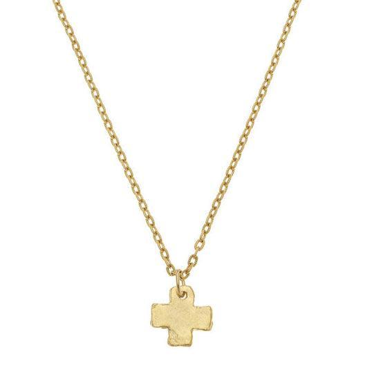 Handcast Elongated Gold Cross-Susan Shaw-Swag Designer Jewelry