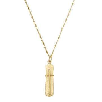 Gold Handcast Bar Cross Chain Necklace
